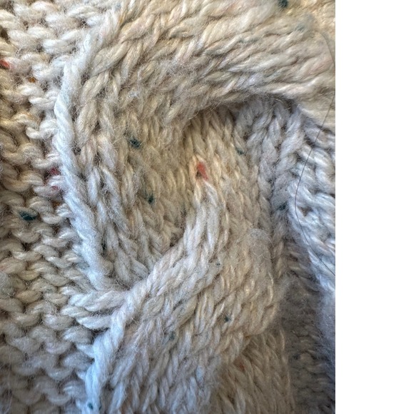 LOFT Chunky Cable Fisherman Knit Sweater Collared V-Neck Woman's  Size L - Picture 12 of 12